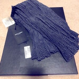 BNWT Saint Laurent micro-polka-dot silk scarf
